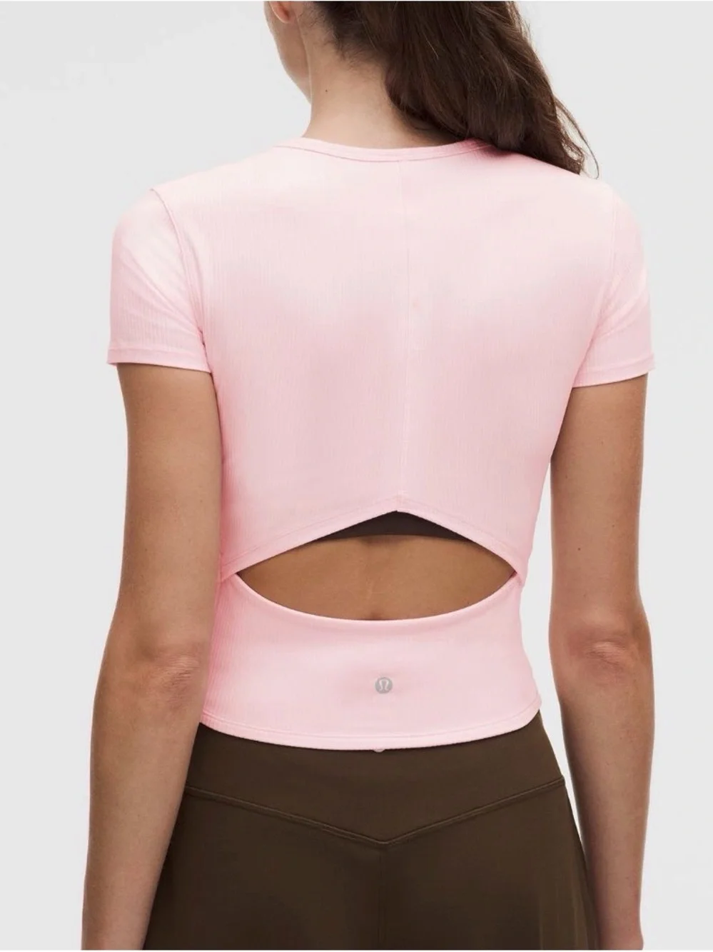 lululemon athletica Light Pink Short-Sleeve Cutout Crop Top